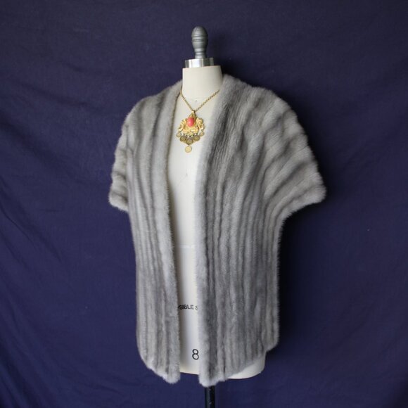 James Fong Fur Co.Vintage gray Mink fur stole wrap cape coat Jacket shawl - Picture 6 of 10